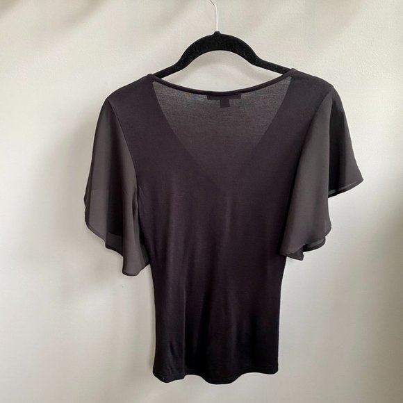 *NOT FOR SALE/SOLD* Blouse V Neck front ruching/adjustable (Sz PS) Black - NWOT - Picture 2 of 3